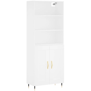 vidaXL Buffet haut Blanc 69,5x34x180 cm Bois d'ingénierie pas cher