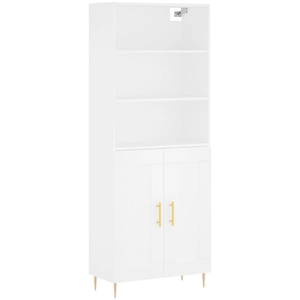 vidaXL Buffet haut Blanc 69,5x34x180 cm Bois d'ingénierie pas cher