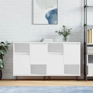 vidaXL Buffets 2 pcs blanc bois d'ingénierie pas cher