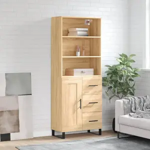 vidaXL Buffet haut Chêne sonoma 69,5x34x180 cm Bois d'ingénierie pas cher