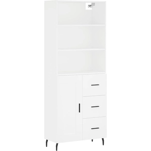 vidaXL Buffet haut Blanc 69,5x34x180 cm Bois d'ingénierie pas cher