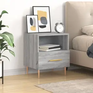 vidaXL Table de chevet sonoma gris 40x35x47,5 cm bois d’ingénierie pas cher
