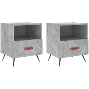 vidaXL Tables de chevet 2pcs gris béton 40x35x47,5cm bois d’ingénierie pas cher