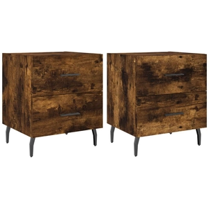 vidaXL Tables de chevet 2pcs chêne fumé 40x35x47,5cm bois d’ingénierie pas cher