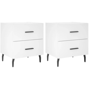 vidaXL Tables de chevet 2 pcs blanc 40x35x47,5 cm bois d’ingénierie pas cher
