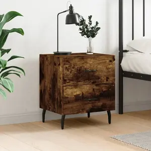 vidaXL Table de chevet chêne fumé 40x35x47,5 cm bois d’ingénierie pas cher