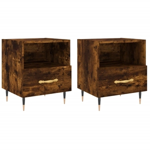 vidaXL Tables de chevet 2pcs chêne fumé 40x35x47,5cm bois d’ingénierie pas cher