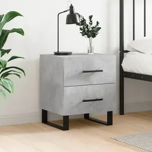 vidaXL Table de chevet gris béton 40x35x47,5 cm bois d’ingénierie pas cher