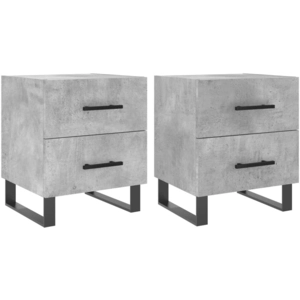 vidaXL Tables de chevet 2pcs gris béton 40x35x47,5cm bois d’ingénierie pas cher