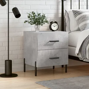 vidaXL Table de chevet gris béton 40x35x47,5 cm bois d’ingénierie pas cher