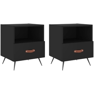 vidaXL Tables de chevet 2 pcs noir 40x35x47,5 cm bois d’ingénierie pas cher