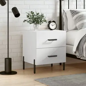 vidaXL Table de chevet blanc 40x35x47,5 cm bois d’ingénierie pas cher