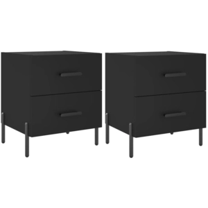 vidaXL Tables de chevet 2 pcs noir 40x35x47,5 cm bois d ingénierie pas cher