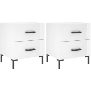 vidaXL Tables de chevet 2 pcs blanc brillant 40x35x47,5 cm pas cher