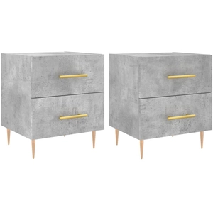 vidaXL Tables de chevet 2pcs gris béton 40x35x47,5cm bois d’ingénierie pas cher