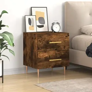 vidaXL Table de chevet chêne fumé 40x35x47,5 cm bois d’ingénierie pas cher