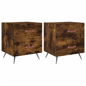 vidaXL Tables de chevet 2pcs chêne fumé 40x35x47,5cm bois d’ingénierie pas cher