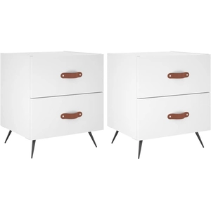 vidaXL Tables de chevet 2 pcs blanc 40x35x47,5 cm bois d’ingénierie pas cher