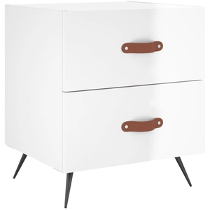 vidaXL Table de chevet blanc brillant 40x35x47,5 cm bois d’ingénierie pas cher