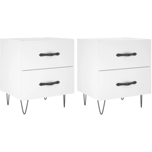 vidaXL Tables de chevet 2 pcs blanc 40x35x47,5 cm bois d’ingénierie pas cher