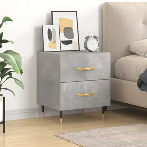 vidaXL Table de chevet gris béton 40x35x47,5 cm bois d’ingénierie pas cher