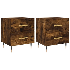 vidaXL Tables de chevet 2pcs chêne fumé 40x35x47,5cm bois d’ingénierie pas cher