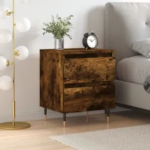 vidaXL Table de chevet chêne fumé 40x35x50 cm bois d’ingénierie pas cher
