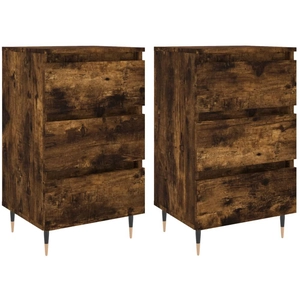 vidaXL Tables de chevet 2 pcs chêne fumé 40x35x69 cm bois ingénierie pas cher