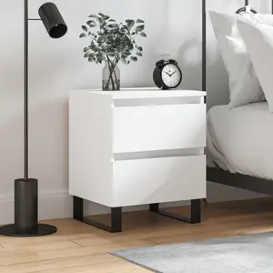 vidaXL Vidaxl Table De Chevet Blanc 40x35x50 Cm Bois D?Ingénierie pas cher