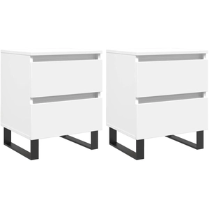 vidaXL Tables de chevet 2 pcs blanc 40x35x50 cm bois d’ingénierie pas cher