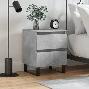 vidaXL Table de chevet gris béton 40x35x50 cm bois d’ingénierie pas cher