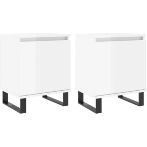 vidaXL Tables de chevet 2pcs blanc brillant 40x30x50cm bois ingénierie pas cher