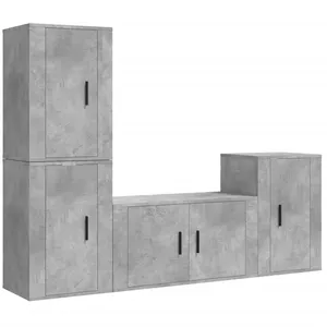 vidaXL Ensemble de meubles TV 4 pcs Gris béton Bois d'ingénierie pas cher