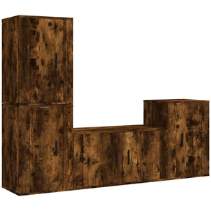vidaXL Ensemble de meubles TV 4 pcs Chêne fumé Bois d'ingénierie pas cher