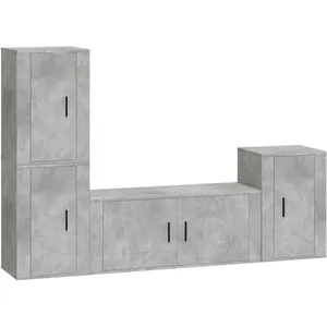 vidaXL Ensemble de meubles TV 4 pcs Gris béton Bois d'ingénierie pas cher