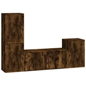 vidaXL Ensemble de meubles TV 4 pcs Chêne fumé Bois d'ingénierie pas cher