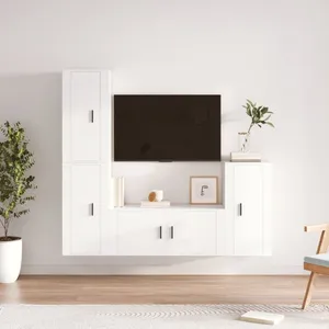 vidaXL Ensemble de meubles TV 4 pcs Blanc Bois d'ingénierie pas cher