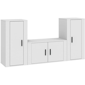 vidaXL Ensemble de meubles TV 3 pcs Blanc Bois d'ingénierie pas cher
