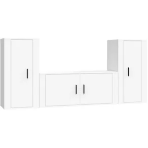 vidaXL Ensemble de meubles TV 3 pcs Blanc Bois d'ingénierie pas cher