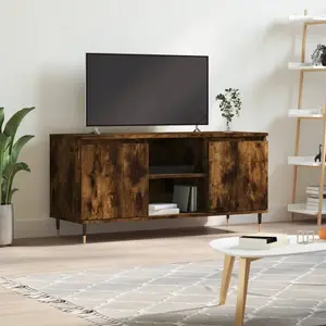 vidaXL Meuble TV chêne fumé 104x35x50 cm bois d'ingénierie pas cher