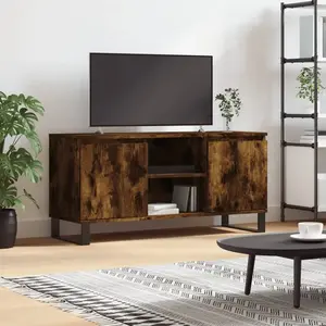 vidaXL Meuble TV chêne fumé 104x35x50 cm bois d'ingénierie pas cher