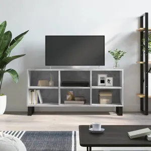 vidaXL Meuble TV gris béton 103,5x30x50 cm bois d'ingénierie pas cher