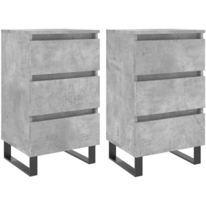 Comparateur de prix : vidaXL Tables de chevet 2 pcs gris béton 40x35x69 cm bois d ingénierie