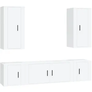 vidaXL Ensemble de meubles TV 5 pcs Blanc Bois d'ingénierie pas cher