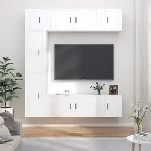vidaXL Ensemble de meubles TV 7 pcs Blanc Bois d'ingénierie pas cher
