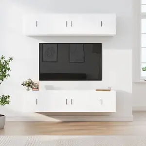 vidaXL Ensemble de meubles TV 6 pcs Blanc Bois d'ingénierie pas cher