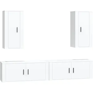 vidaXL Ensemble de meubles TV 4 pcs Blanc Bois d'ingénierie pas cher
