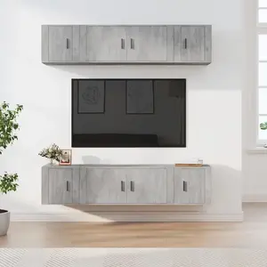 vidaXL Ensemble de meubles TV 6 pcs Gris béton Bois d'ingénierie pas cher