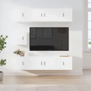 vidaXL Ensemble de meubles TV 7 pcs Blanc Bois d'ingénierie pas cher