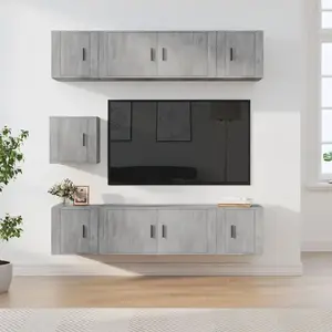 vidaXL Ensemble de meubles TV 7 pcs Gris béton Bois d'ingénierie pas cher